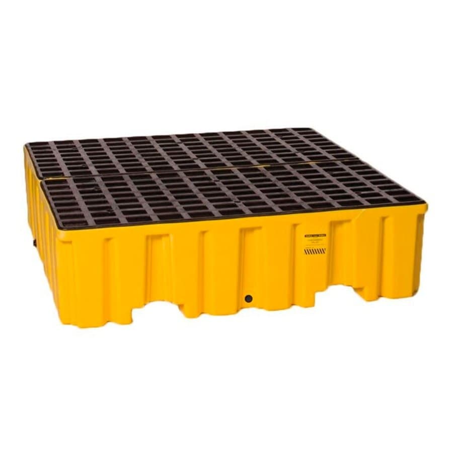 Yellow polyethylene drum spill containment pallet